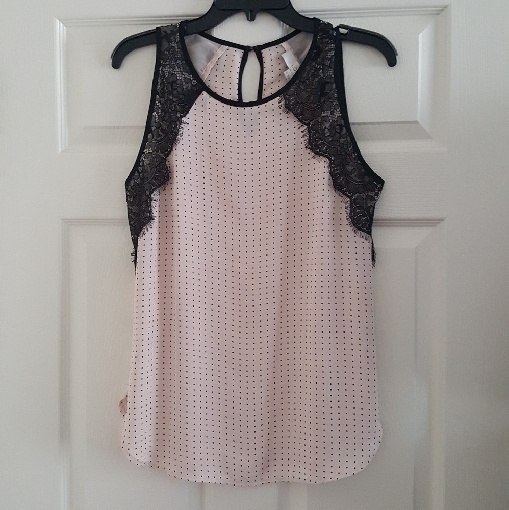 Ann Taylor polka dot and lace tank blouse
